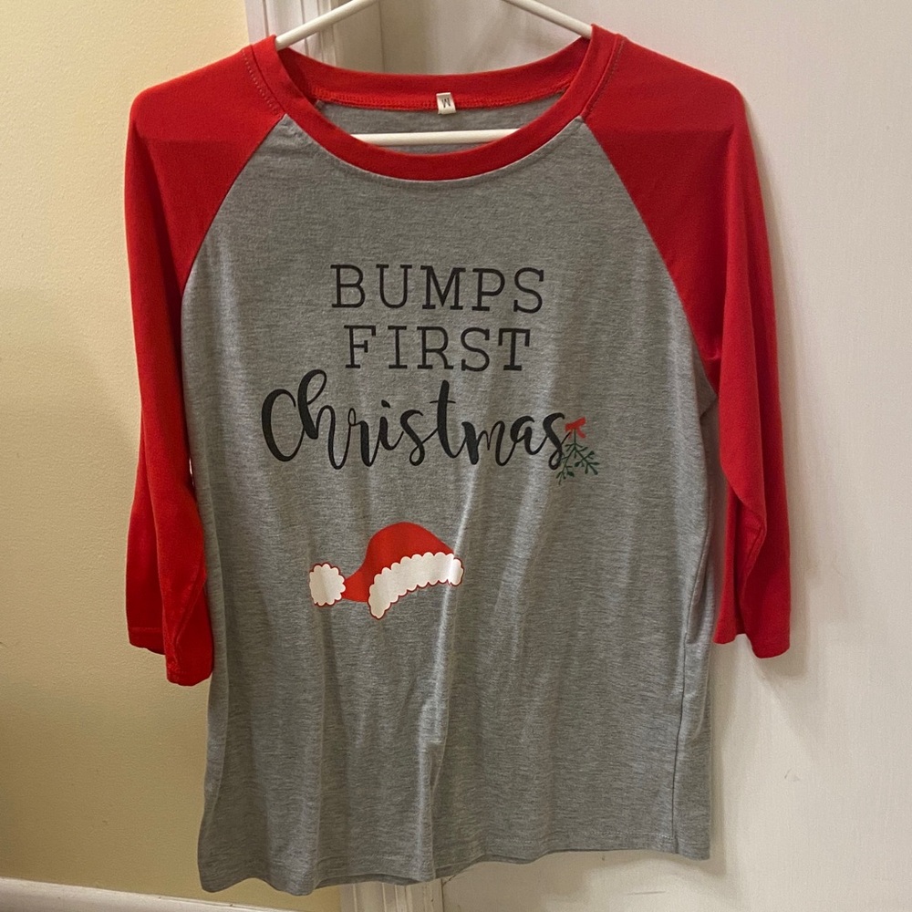 Red and Gray Christmas “bump” shirt